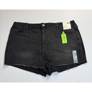 SO High-Rise Shortie Shorts Size 20 Washed Black Frayed Hem Juniors